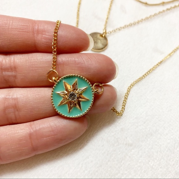 Ardene Mint Green Sun Design Layered Necklace - Picture 2 of 5